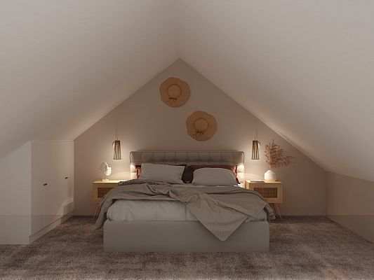 Grafika Summer Wood House 35 m² - Dachbodenvisualisierung